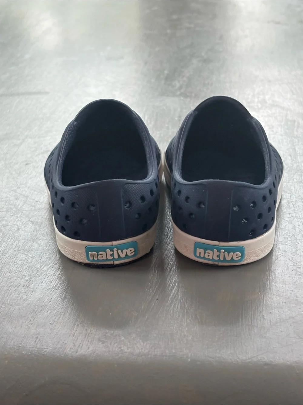 Native Kids Water Shoes in Navy with White Toe